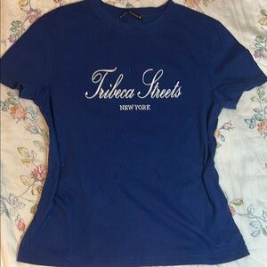 Zara Blue Fitted Short Sleeve Tee